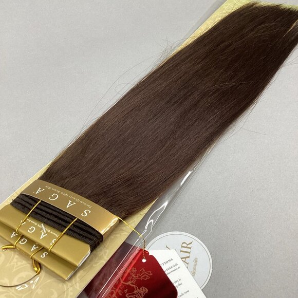 16” #4 Dark Brown Saga Remi Yaki Straight Human Hair Track Extensions - Picture 4 of 5